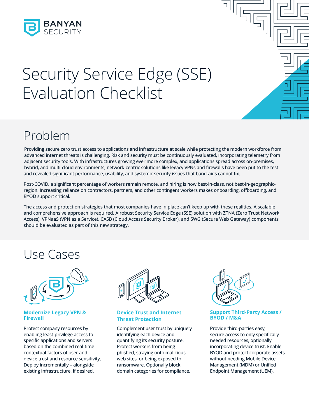 Banyan Security SSE Evaluation Checklist thumb