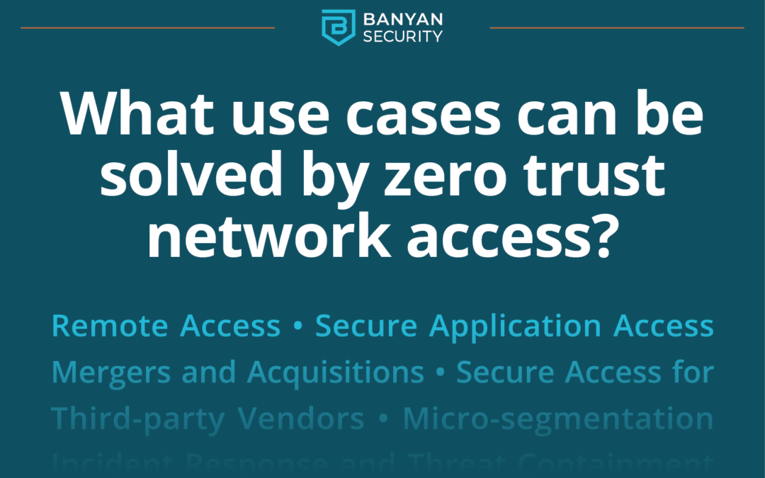 What use cases can be solved by zero trust network access?