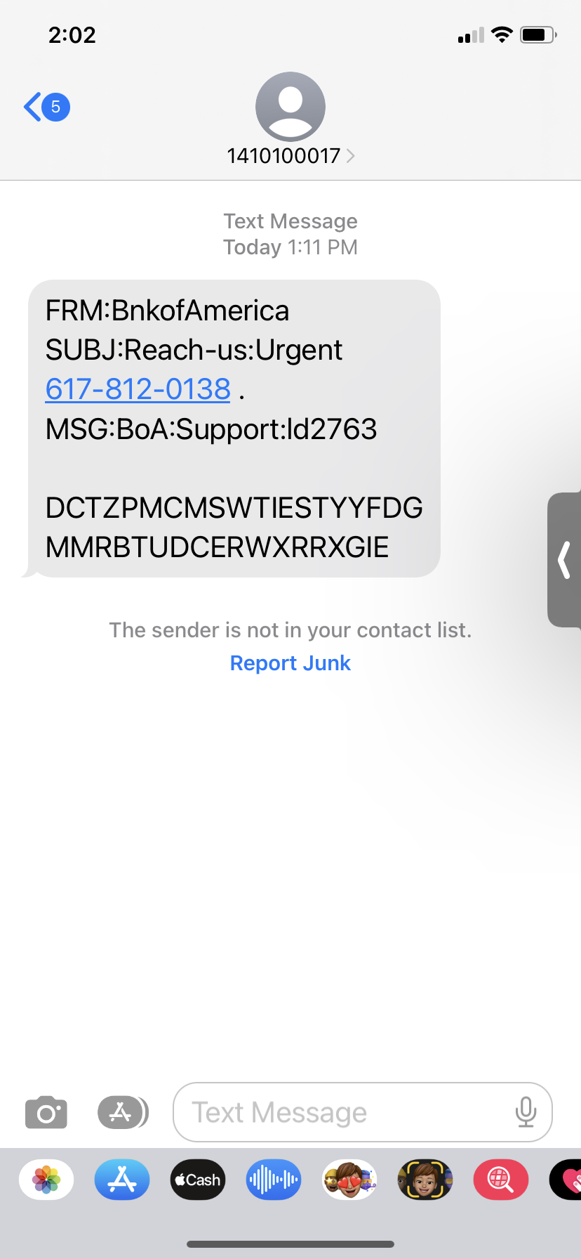 Text message phishing