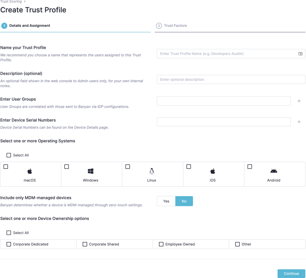 banyan security Trust Profile Screenshot
